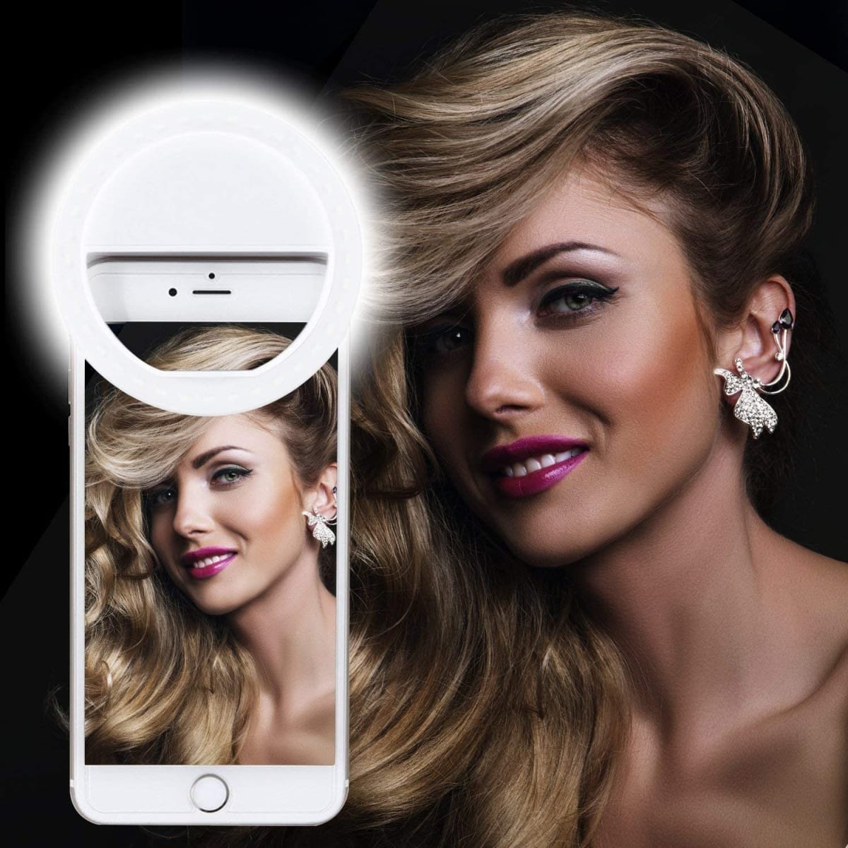 ARO ANILLO DE LUZ USB 2.0 BLANCO 8 CM X 8 CM RECARGABLE PARA SMARTPHONE DE ALTO BRILLO - 2