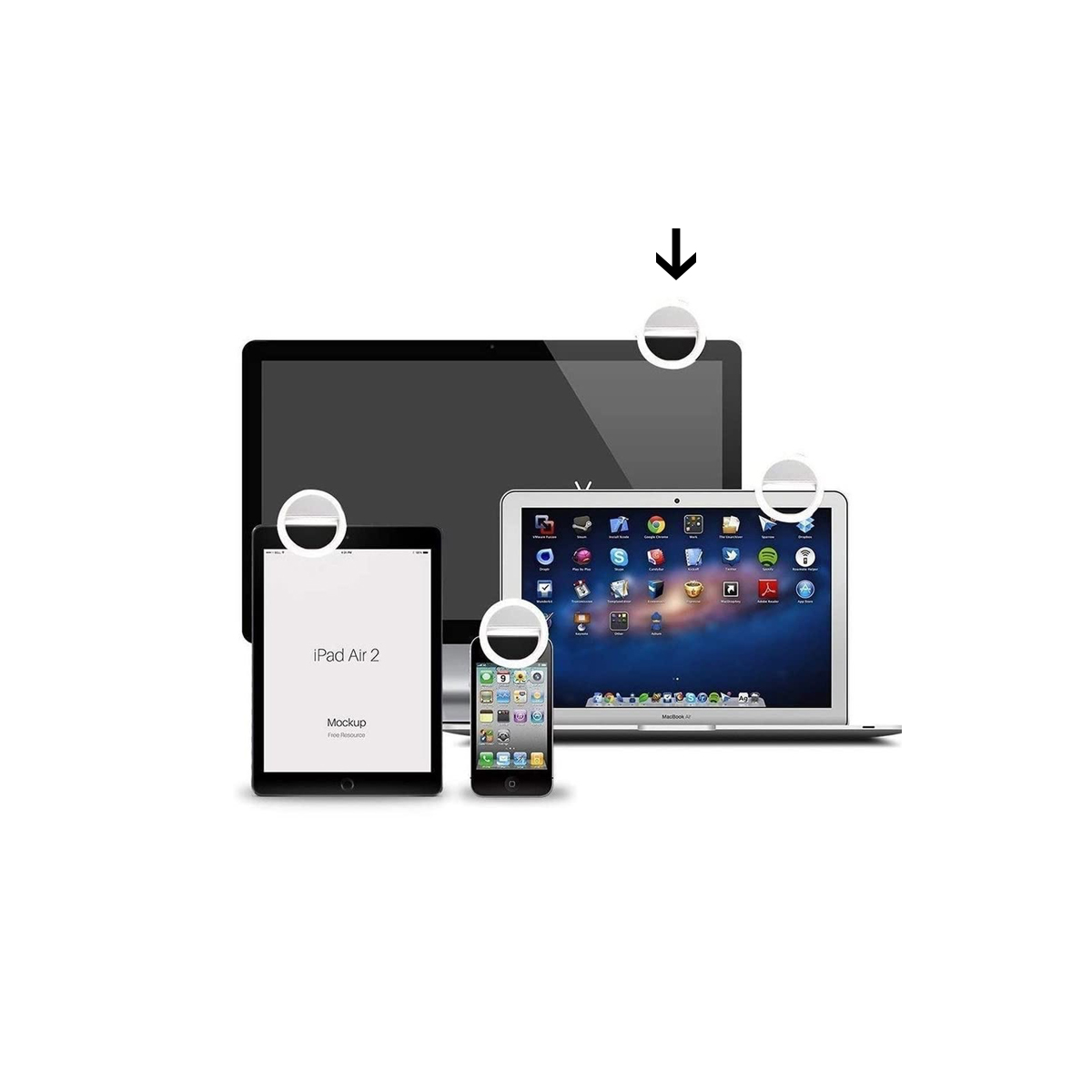 ARO ANILLO DE LUZ USB 2.0 BLANCO 8 CM X 8 CM RECARGABLE PARA SMARTPHONE DE ALTO BRILLO - 4
