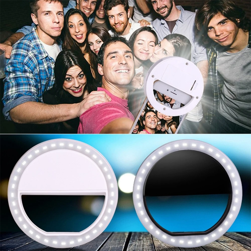ARO ANILLO DE LUZ USB 2.0 BLANCO 8 CM X 8 CM RECARGABLE PARA SMARTPHONE DE ALTO BRILLO - 8