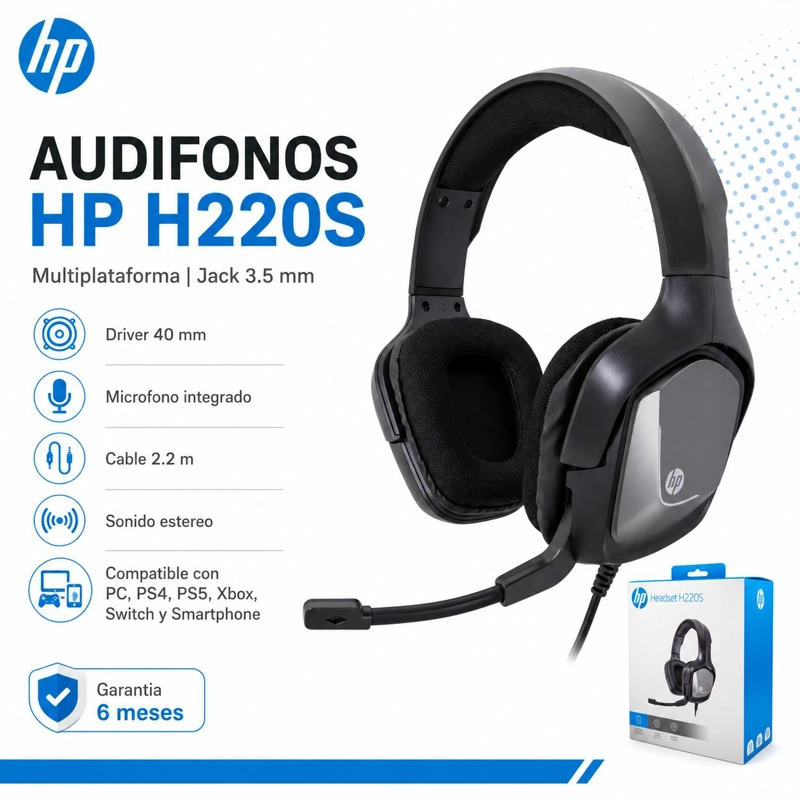 AUDÍFONOS HP H220S MULTIPLATAFORMA GRAFITO CONECTOR JACK 3.5MM - 7