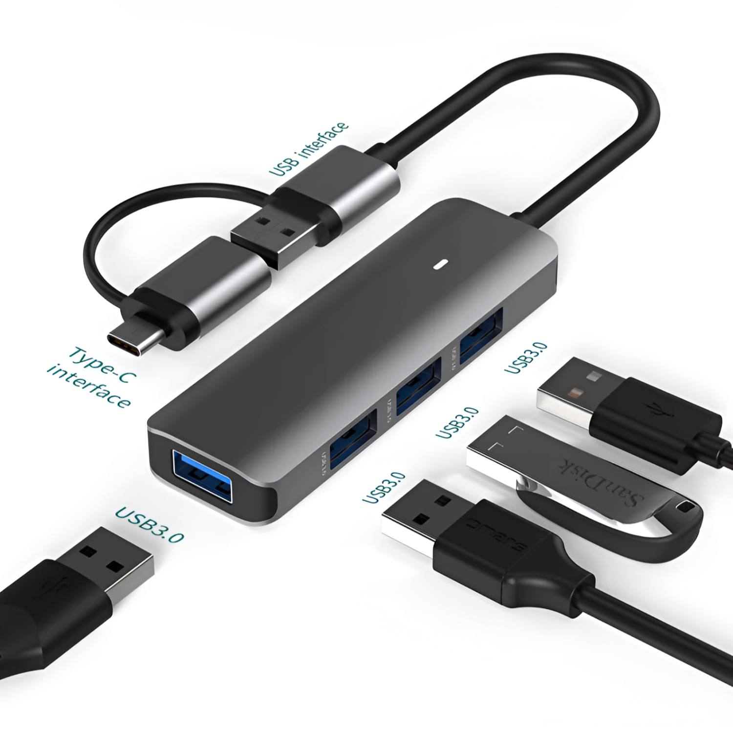 HUB USB 3.0 + ADAPTADOR TYPE-C 5 GBPS TECMASTER TM-100543 - 4