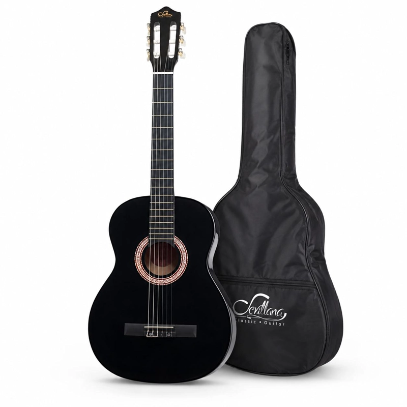 GUITARRA CLASICA SEVILLANA 39” NEGRO CON ALMA + FUNDA 8448 - 4