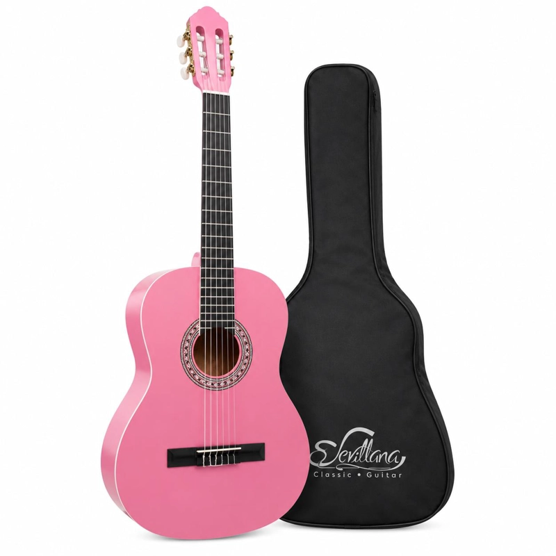 GUITARRA CLASICA SEVILLANA ROSADA 39” CON ALMA Y FUNDA 8451 - 1