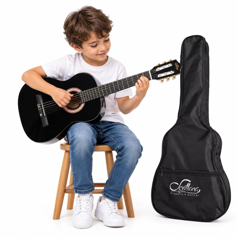 GUITARRA CLASICA SEVILLANA 30” PARA NIÑOS NEGRO + FUNDA 8454 - 6