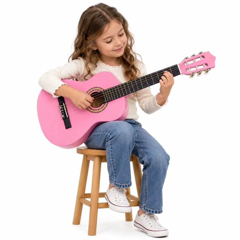 GUITARRA CLASICA SEVILLANA ROSADA 30” CON ALMA + FUNDA 8457 - 6