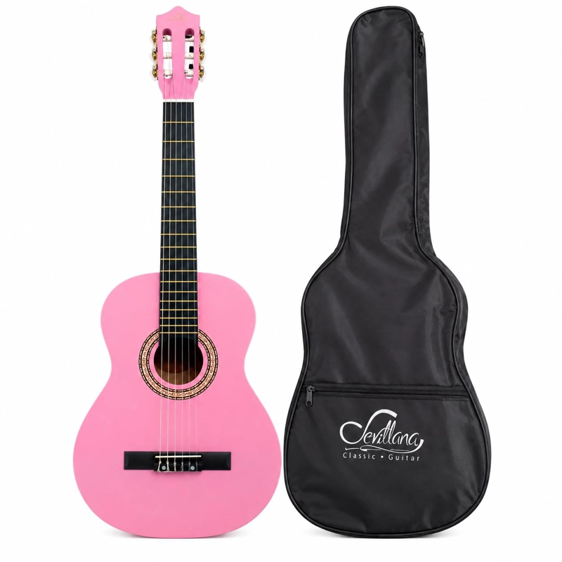 GUITARRA CLASICA SEVILLANA ROSADA 30” CON ALMA + FUNDA 8457 - 7