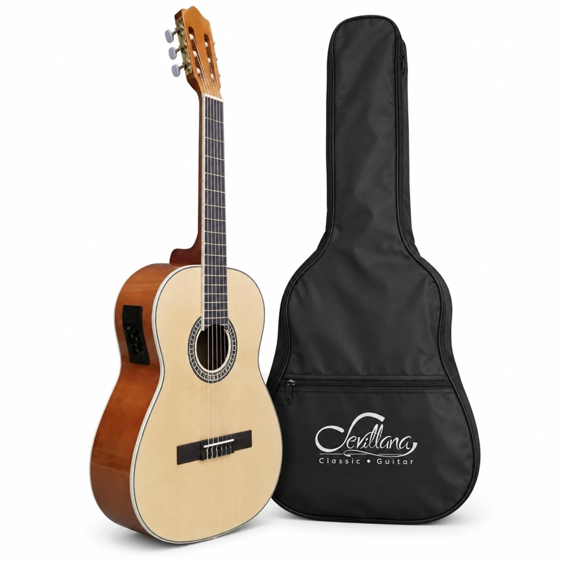 GUITARRA ELECTROACUSTICA SEVILLANA 39” NATURAL ESTANDAR CON ALMA AJUSTABLE Y FUNDA 8941 - 1