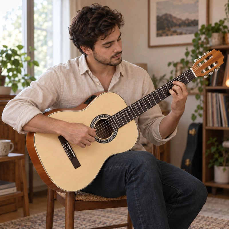 GUITARRA ELECTROACUSTICA SEVILLANA 39” NATURAL ESTANDAR CON ALMA AJUSTABLE Y FUNDA 8941 - 6