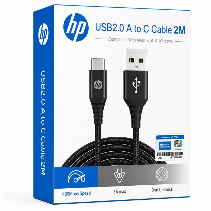 CABLE DE DATOS HP USB A TYPE-C 3A HIGH POWER 2M - 1