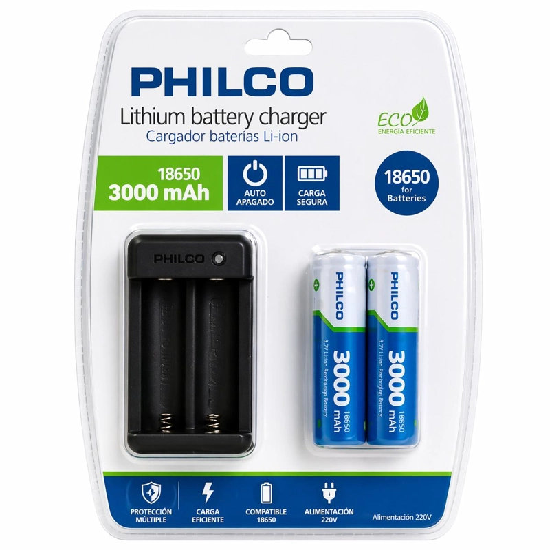 PACK LT15 DE 2 BATERÍAS 18650 3.000 MAH + CARGADOR 220V - 3