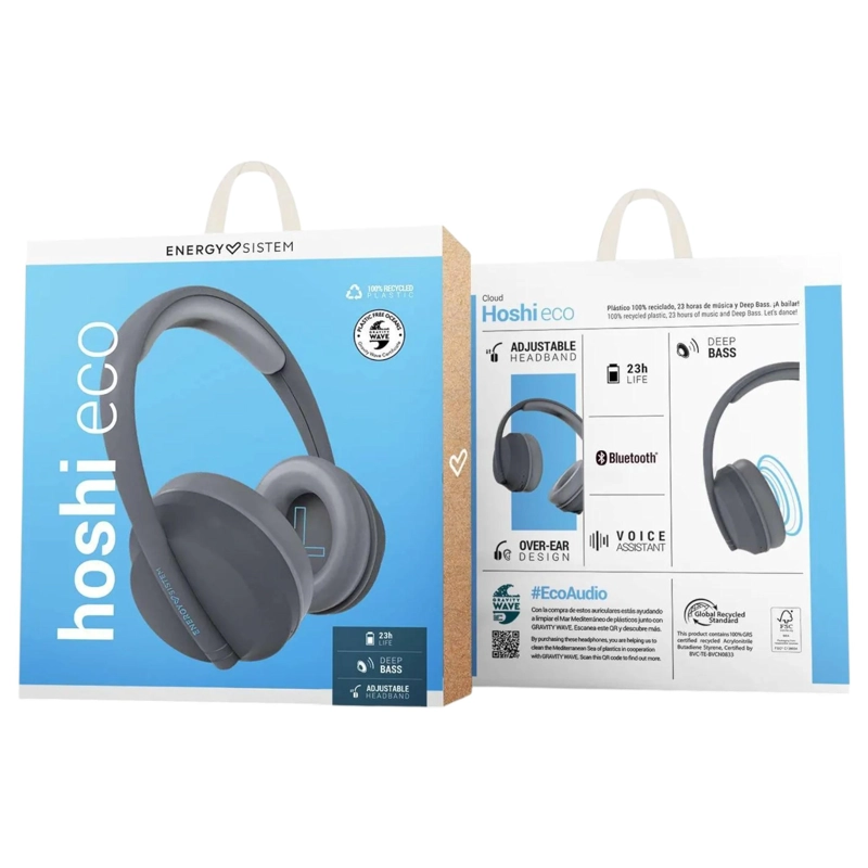 AUDÍFONOS ENERGY SISTEM HOSHI ECO LINE AUTONOMÍA 23H + ASSISTANT BLUETOOTH GRIS - 6