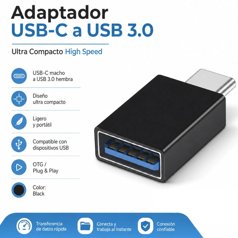 ADAPTADOR UNITEK OTG USB-C A USB 3.0 HIGH SPEED Y-A025CGY - 5