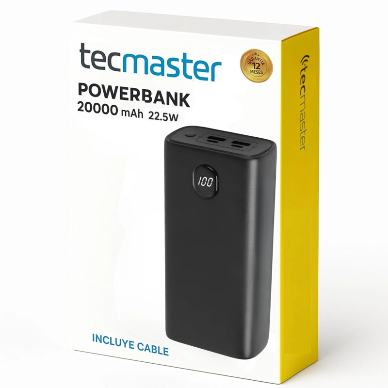 POWER BANK TECMASTER DE SUPER CARGA RÁPIDA 20.000 MAH /22.5W - 8