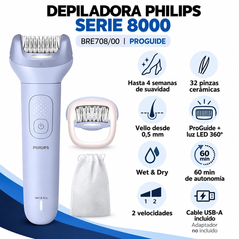 DEPILADORA PHILIPS RECARGABLE WET & DRY (USO HUMEDO O SECO) - 5