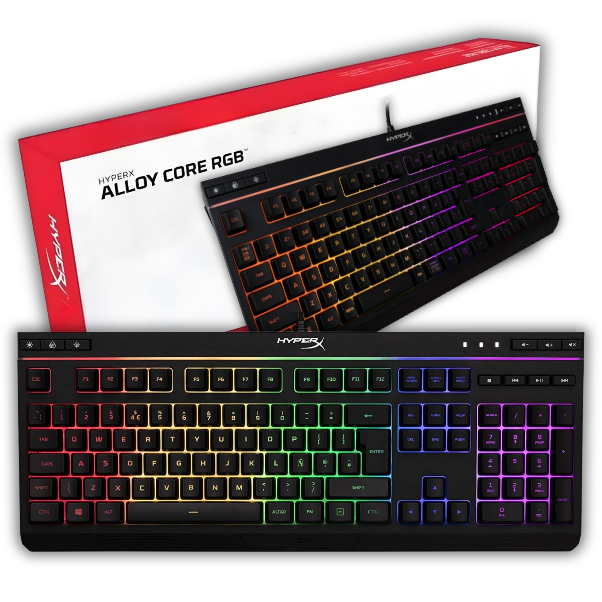 TECLADO GAMER UNIVERSAL HYPERX ALLOY CORE RGB IPX MULTIPLATAFORMAS - 1