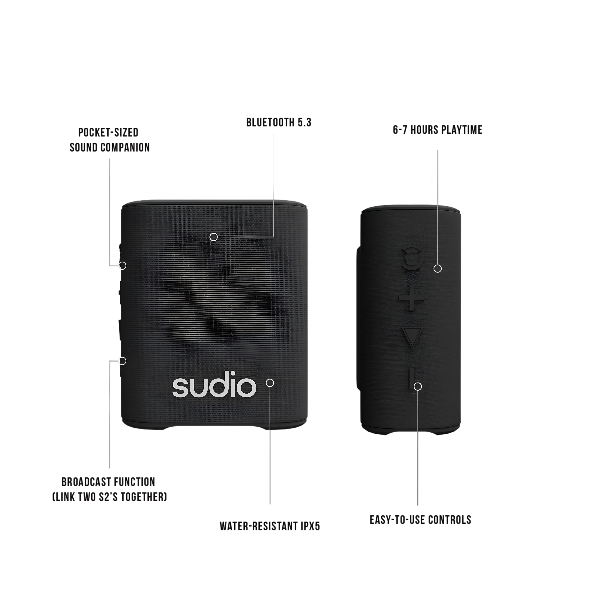 PARLANTE BLUETOOTH SUDIO PREMIUM S2 TWS BLACK EDITION 7H - 3