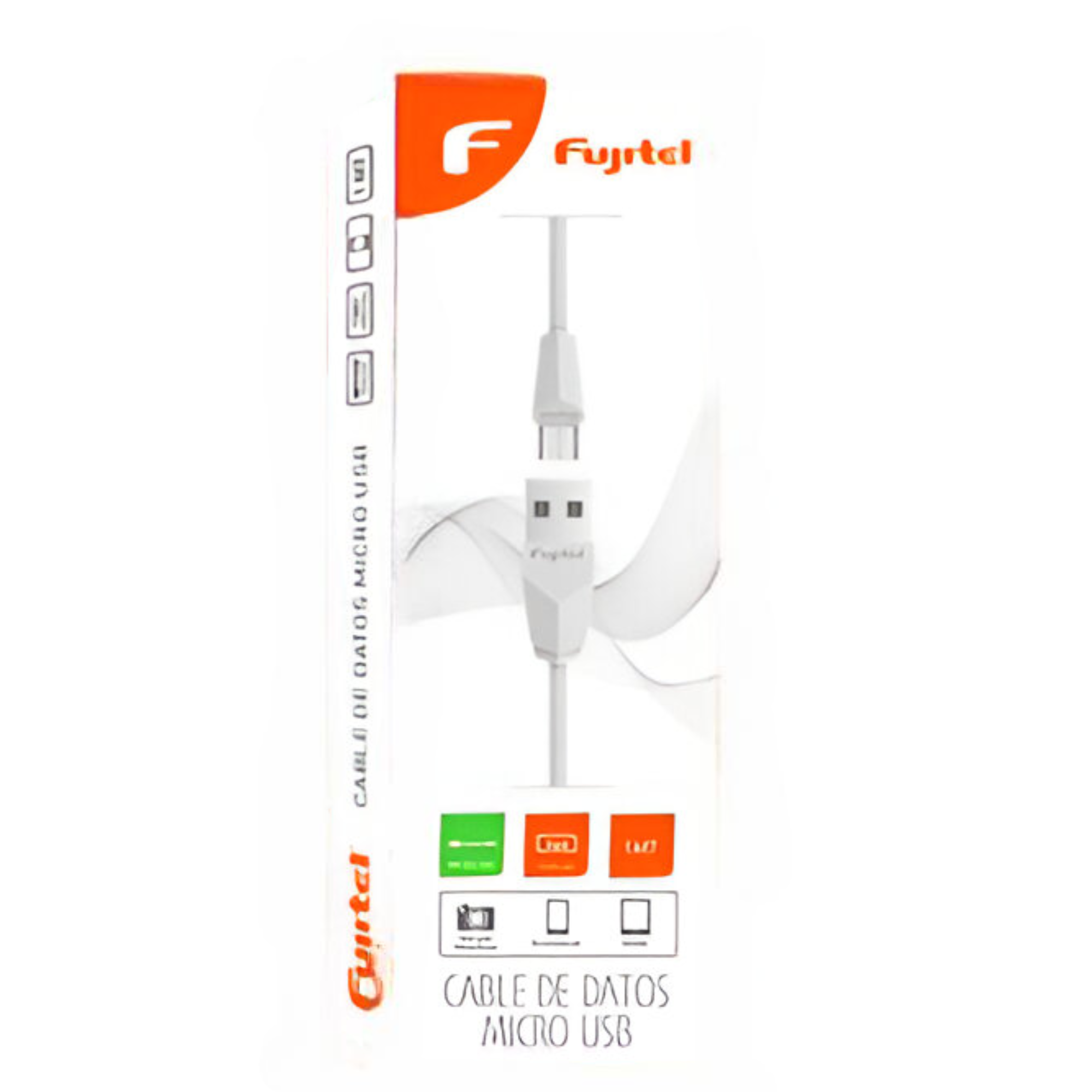 CABLE DE DATOS FUJITEL MICRO USB 1MT BLANCO USBMICRO01B - 3