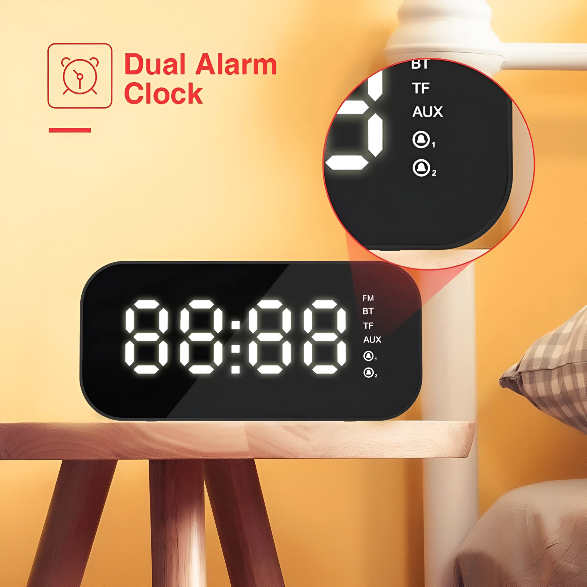 PARLANTE BLUETOOTH HAVIT M3 CON DESPERTADOR/ TERMOMETRO/ RADIO - 8
