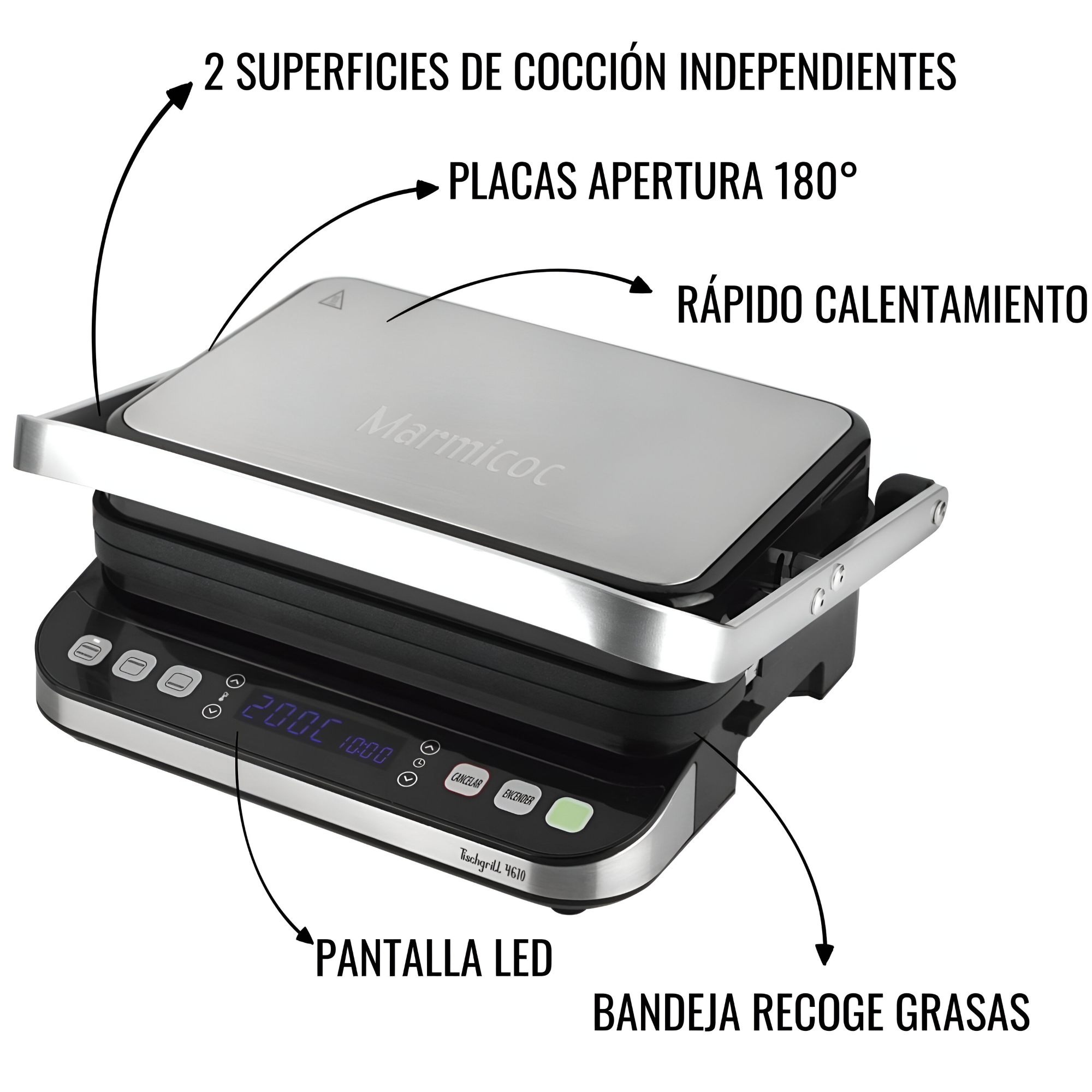 PANINI GRILL PROFESIONAL MARMICOC 4610 INOX DISPLAY DIGITAL - 4