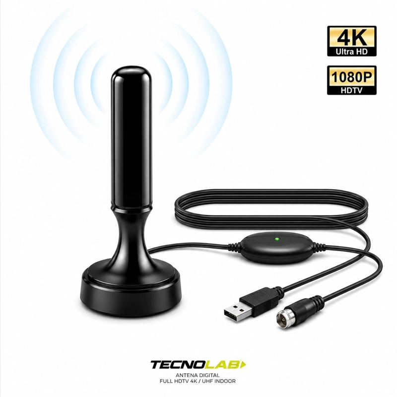 ANTENA TECNOLAB TL590 TV DIGITAL AMPLIFICADA 5MT 4K ULTRA HD FHD - 3