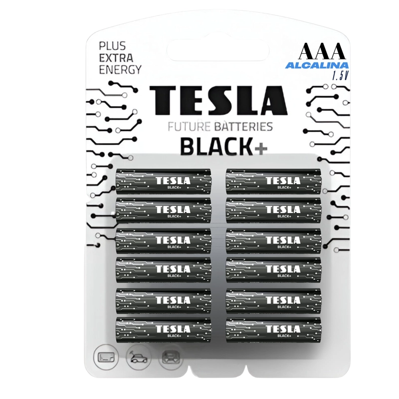 PACK 12 PILAS TESLA BLACK+ AAA T-ES-013 ALCALINA HIGH POWER - 1