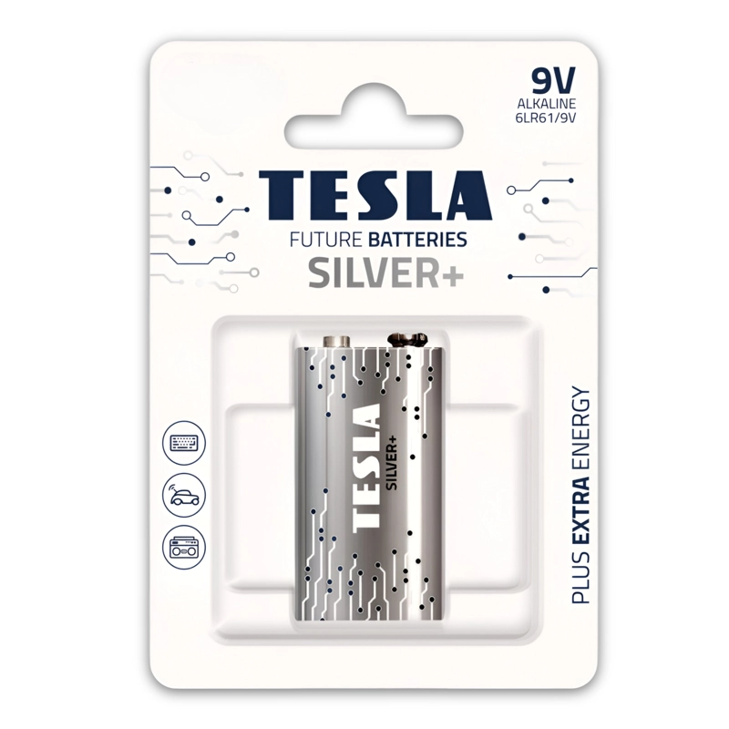 PACK 12 BATERIAS 9V TESLA SILVER+ ALCALINA HIGH POWER - 2