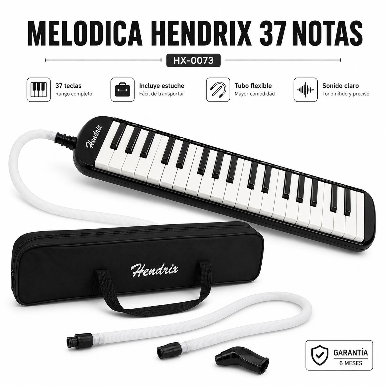 MELODICA DE VIENTO DE 37 NOTAS CON ESTUCHE DE SEGURIDAD + ACC - 7