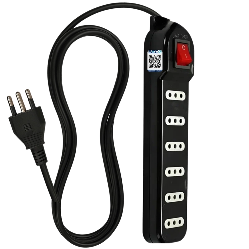 ALARGADOR DE 3MT CERTIFICADO 6 POS + SWITCH CORTA CORRIENTE - 1