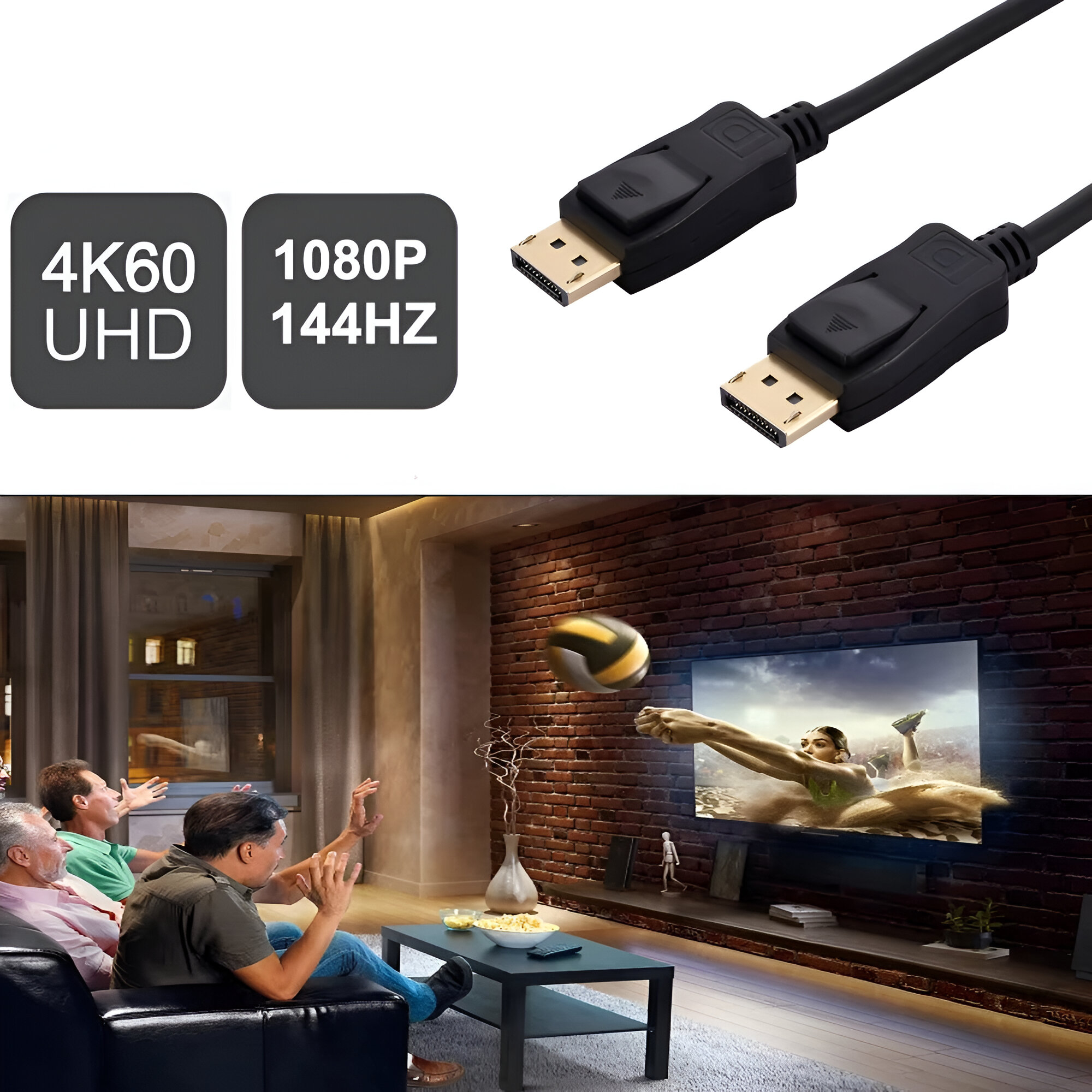 CABLE DISPLAYPORT 4K UHD + HDR 3D / 60HZ ULINK 1.8M 0150154 - 3