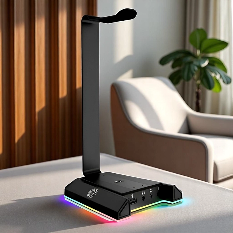 SOPORTE DE AUDIFONOS FULL RGB MULTIMEDIA 7.1 + PUERTOS USB - 4