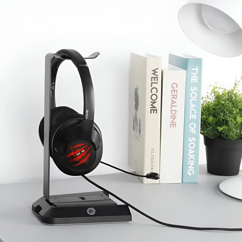 SOPORTE DE AUDIFONOS FULL RGB MULTIMEDIA 7.1 + PUERTOS USB - 5