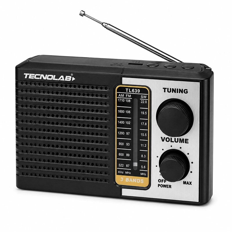 RADIO PORTATIL AM/ FM/ SW RECARGABLE +PILAS + LUZ LED 5W RMS - 1