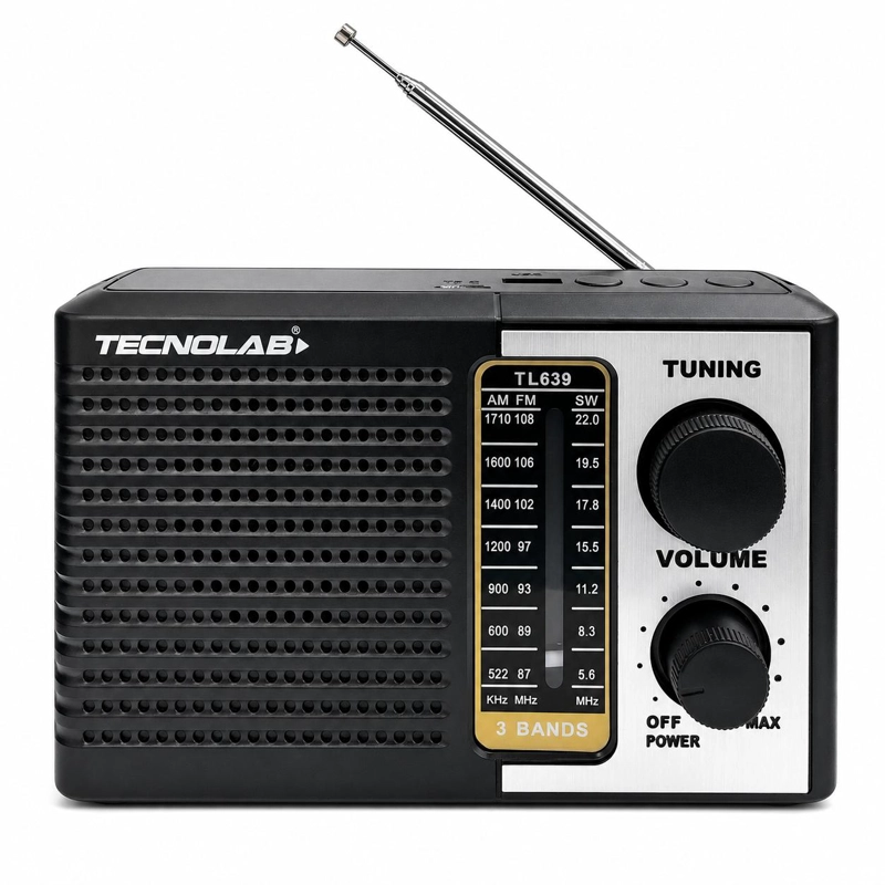 RADIO PORTATIL AM/ FM/ SW RECARGABLE +PILAS + LUZ LED 5W RMS - 4