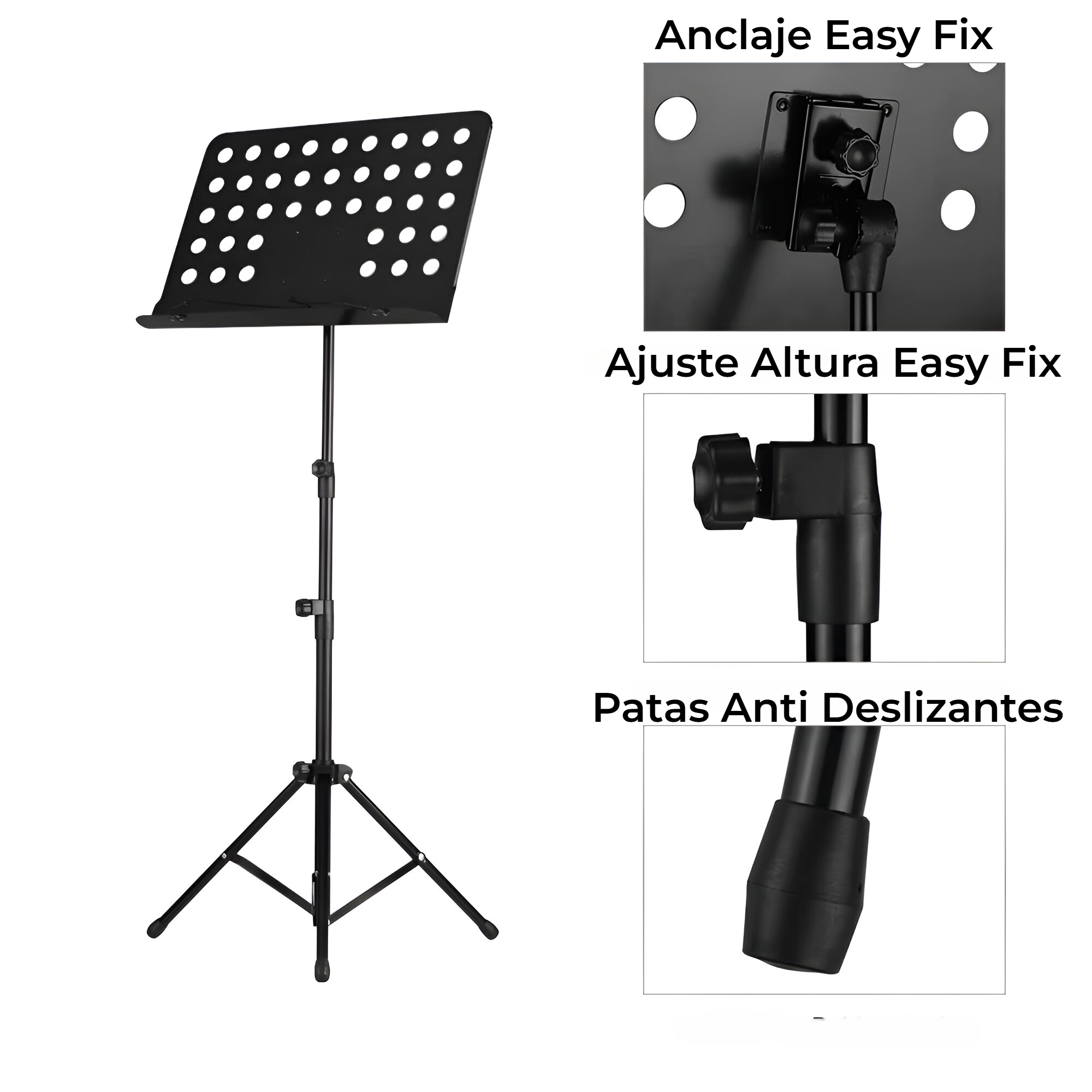 SOPORTE ATRIL DE PARTITURAS CON ALTURA AJUSTABLE DE ALUMINIO - 6