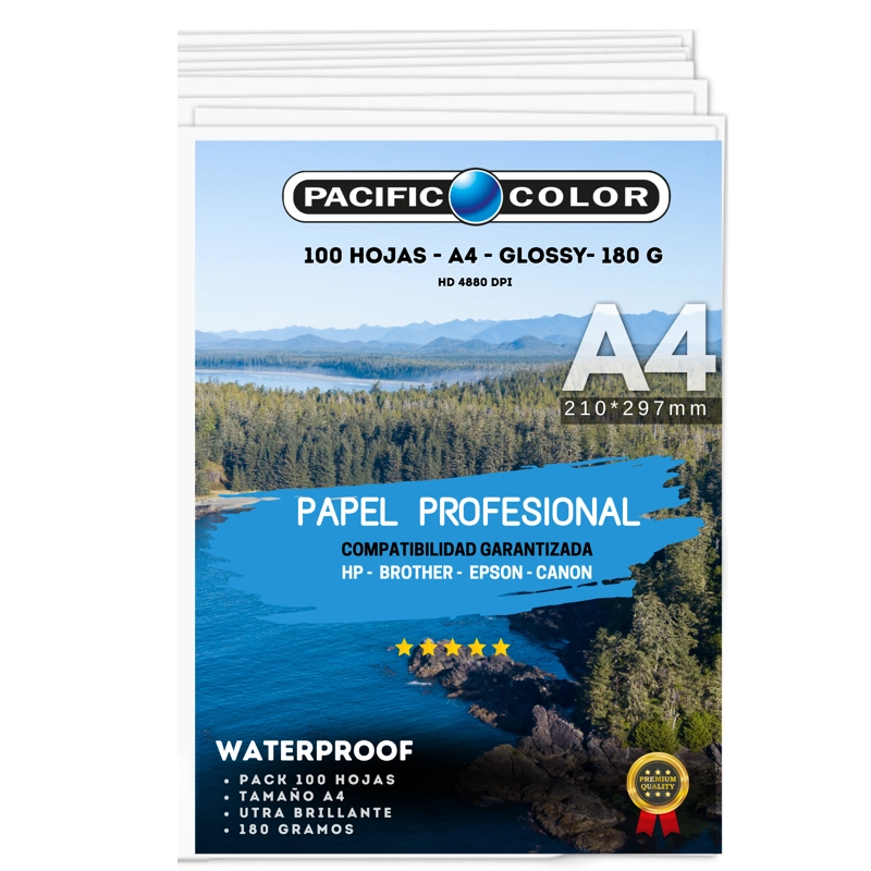 PAPEL FOTOGRAFICO PREMIUM 180G HD WATERPROOF 100 HOJAS - A4 - 1