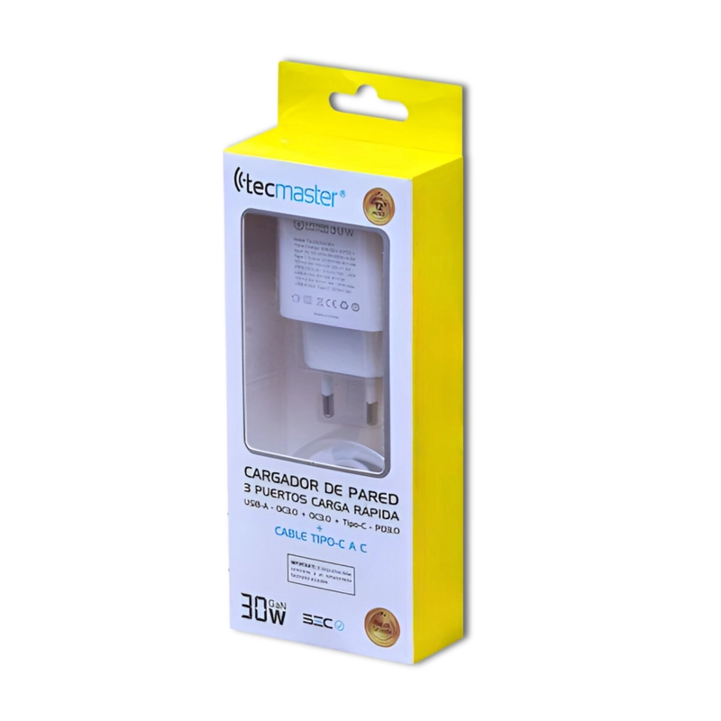 CARGADOR USB-C DE CARGA RAPIDA 30W CON GAN + POWER DELIVERY 3.0 - 7