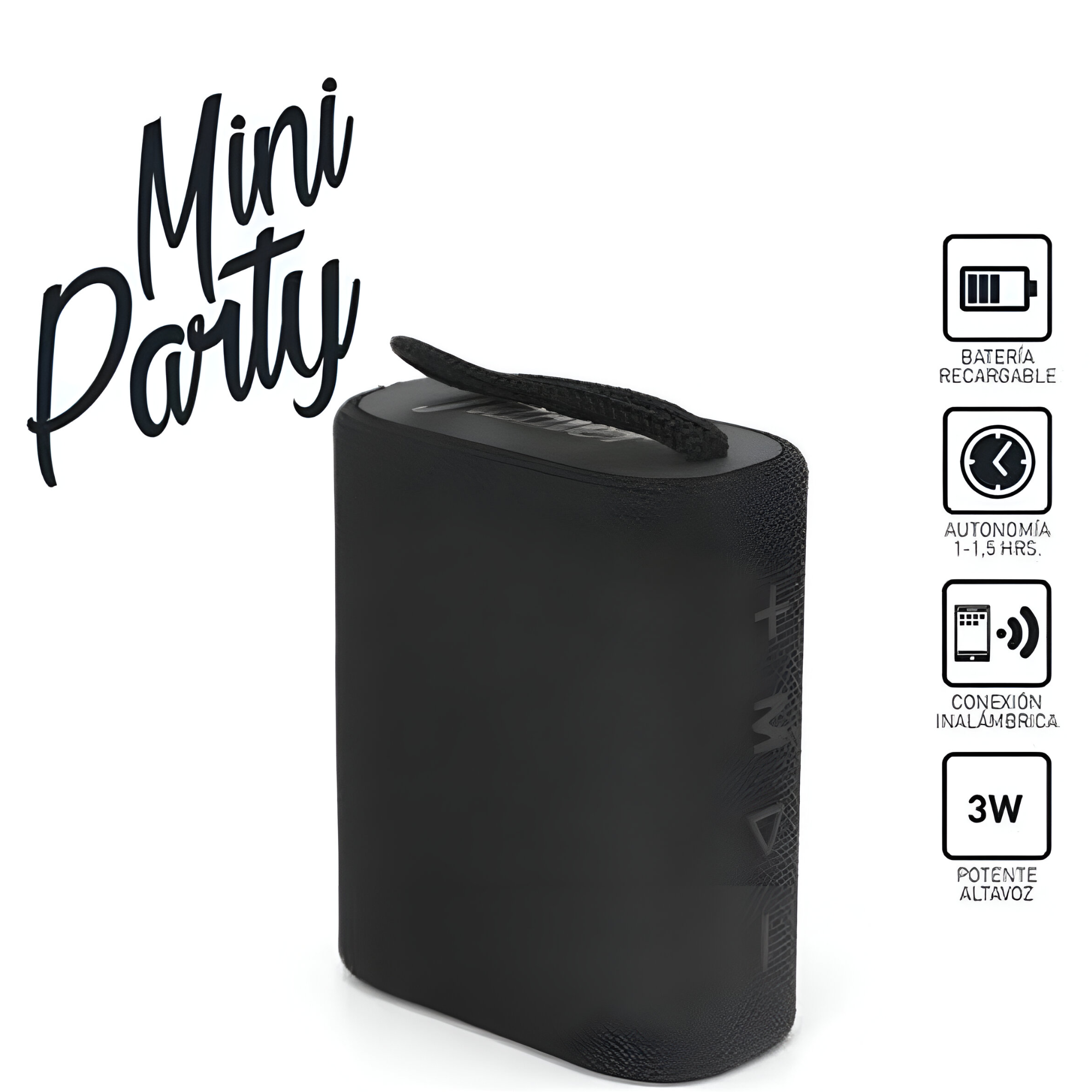 PARLANTE PORTATIL FIDDLER MINI PARTY BLUETOOTH 5 BLACK 3W - 4