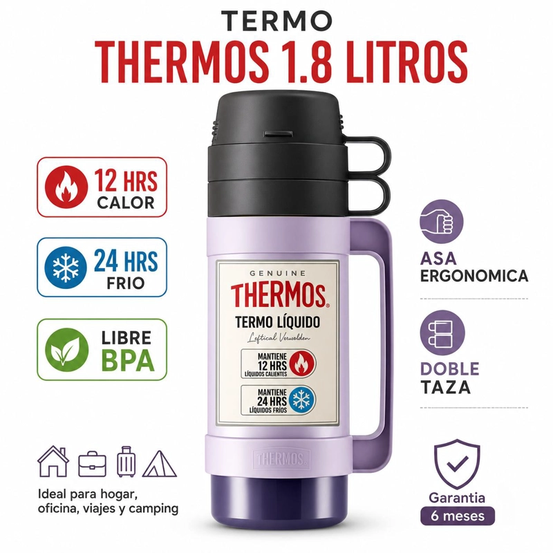 TERMO PARA LIQUIDOS 1.8 LITROS THERMOS  32-180-C7 LILA - 7