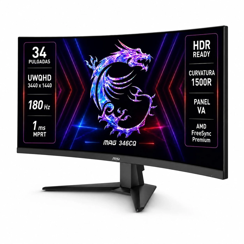MONITOR GAMER MSI 34' CURVO 180HZ ULTRA FLAT 1MS 3440X1440PX - 6