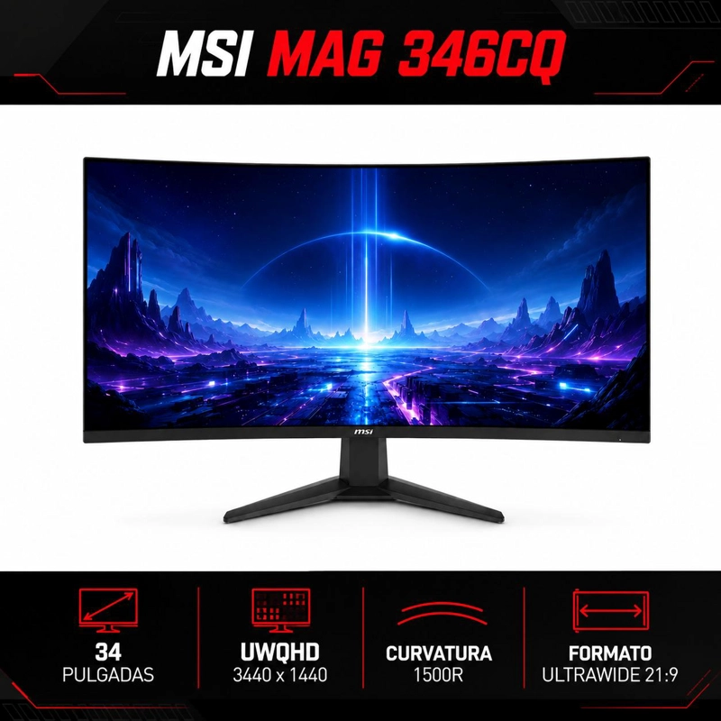 MONITOR GAMER MSI 34' CURVO 180HZ ULTRA FLAT 1MS 3440X1440PX - 7