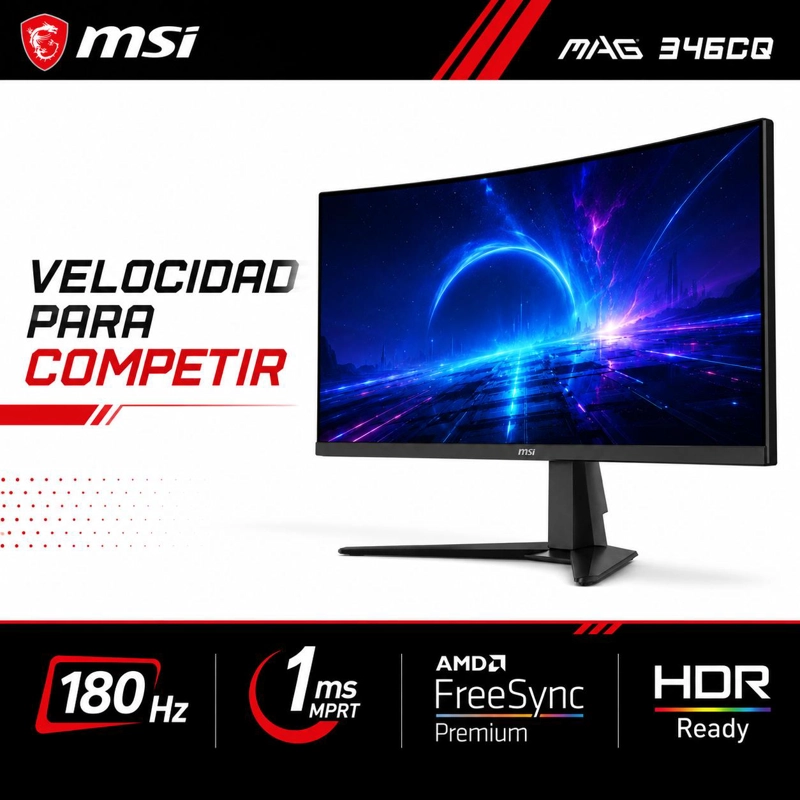 MONITOR GAMER MSI 34' CURVO 180HZ ULTRA FLAT 1MS 3440X1440PX - 8