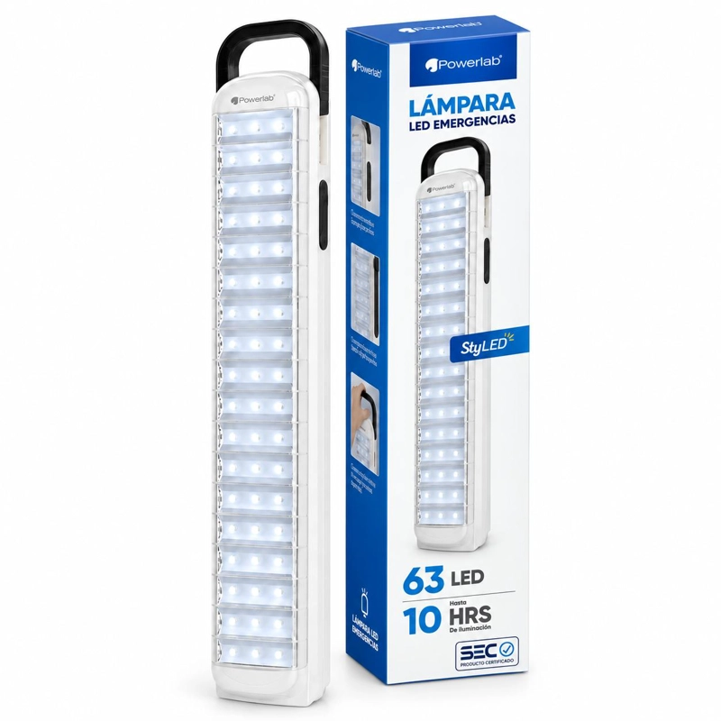 LAMPARA DE EMERGENCIA RECARGABLE DE 63 LED 10HR DE AUTONOMIA