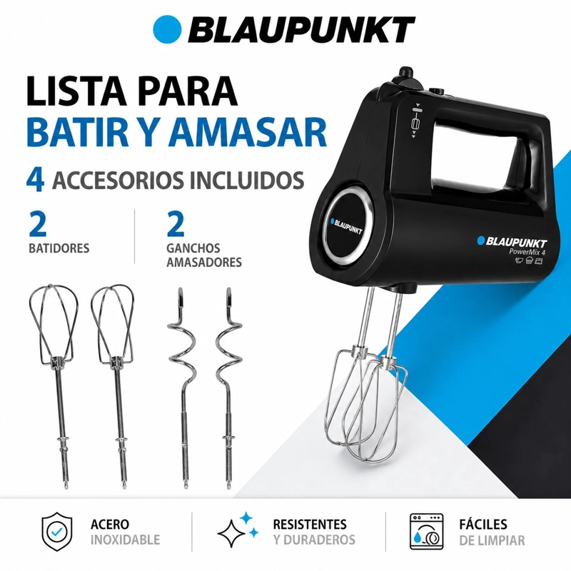 BATIDORA DE MANO POWER MIXER 500W DE 5 VELOCIDADES + TURBO - 5