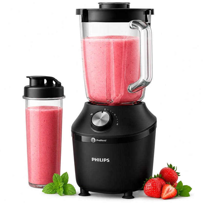 LICUADORA PHILIPS 600W CON JARRA DE VIDRIO PROBLEND HR2291 - 1