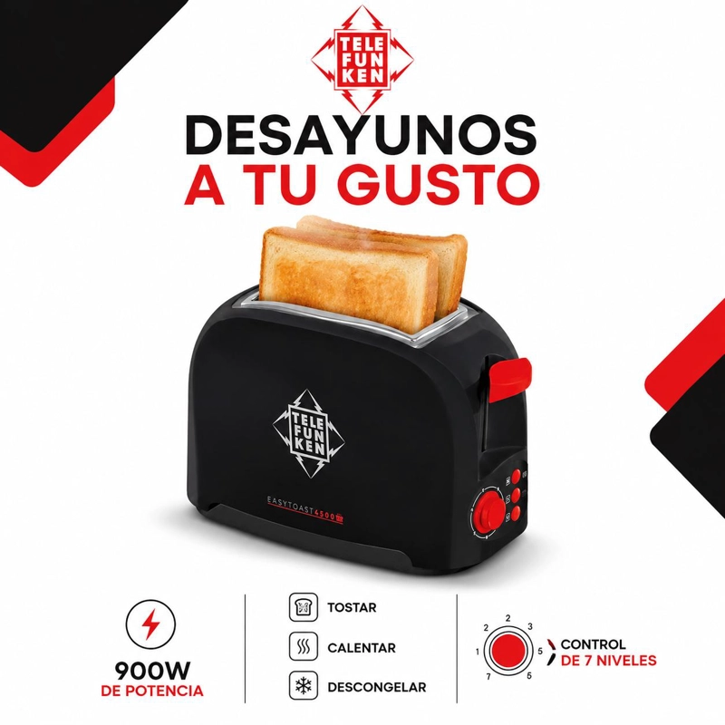 TOSTADOR DE PAN ELE CTRICO 900W EASY TOAST 4500 BLACK (3EN1) - 7