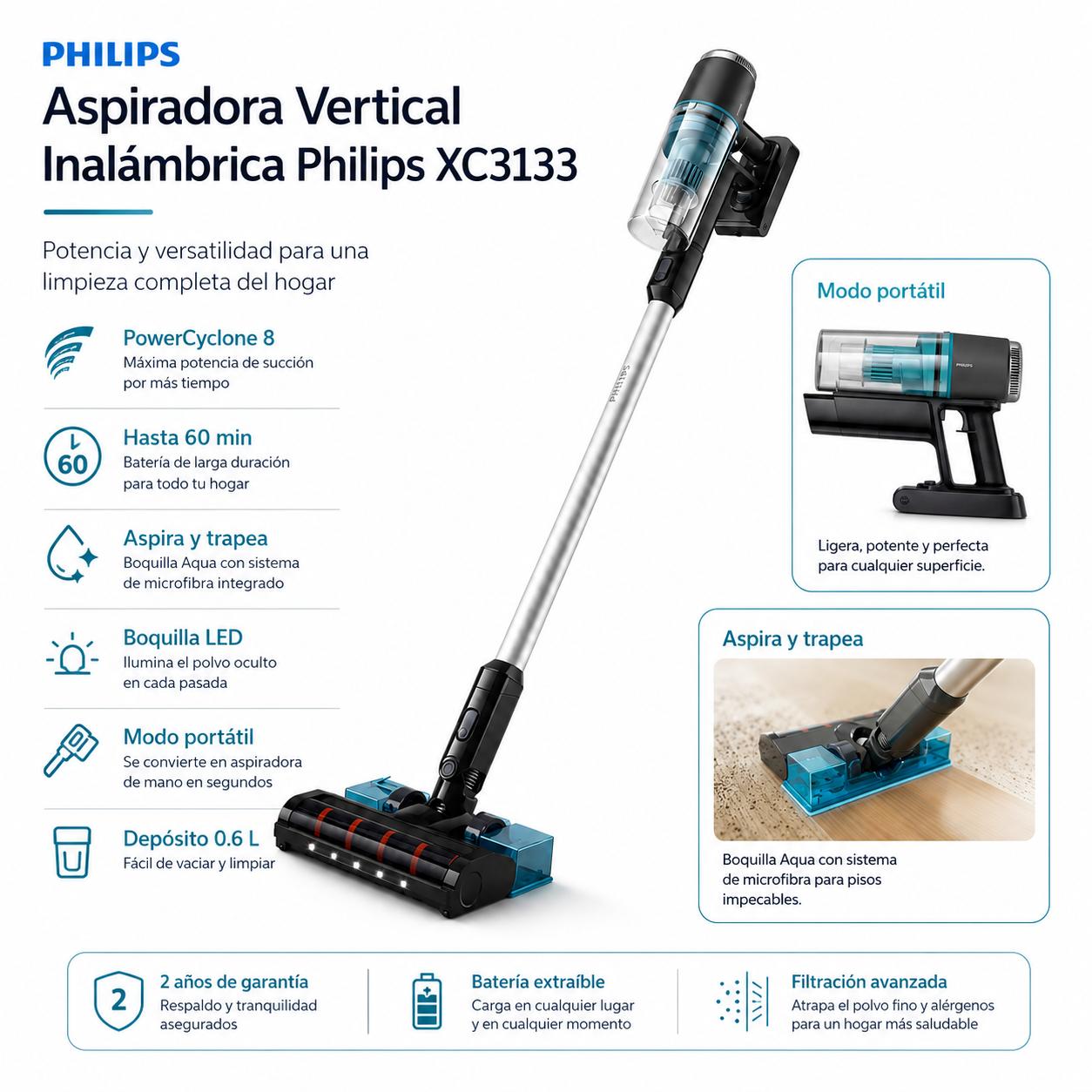 ASPIRADORA VERTICAL MULTIFUNCIONAL INALAMBRICA POWER CYCLONE - 4