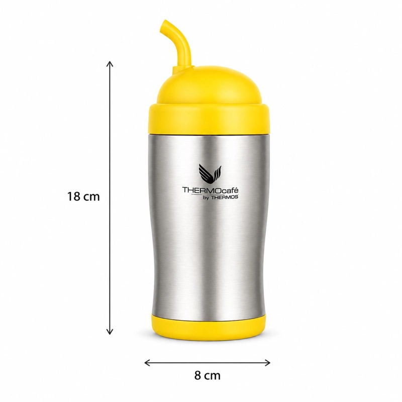 VASO TE RMICO MUG MATERO INOXIDABLE THERMOS AMARILLO 400ML - 4