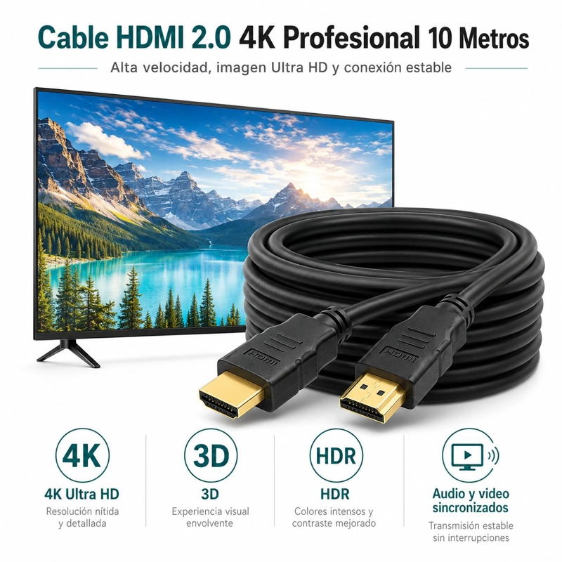 CABLE HDMI 4K PROFESIONAL 10MT  ULTRA HD VERSION HDMI 2.0 - 8