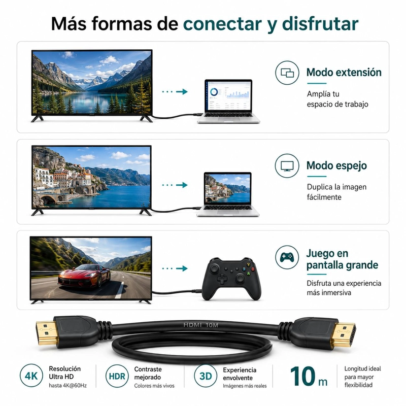 CABLE HDMI 4K PROFESIONAL 10MT  ULTRA HD VERSION HDMI 2.0 - 9