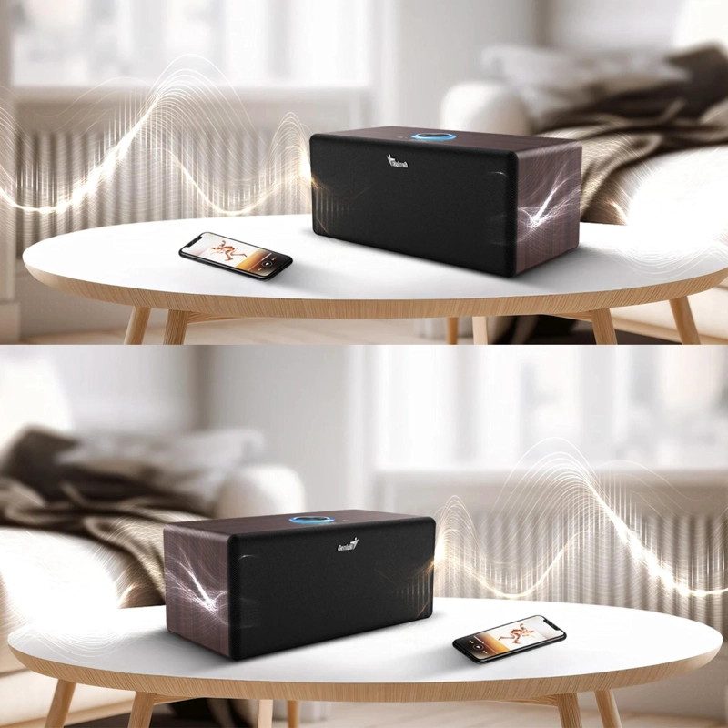 PARLANTE GENIUS DARK BROWN ELEGANT 20W RMS BLUETOOTH HF505BT - 6